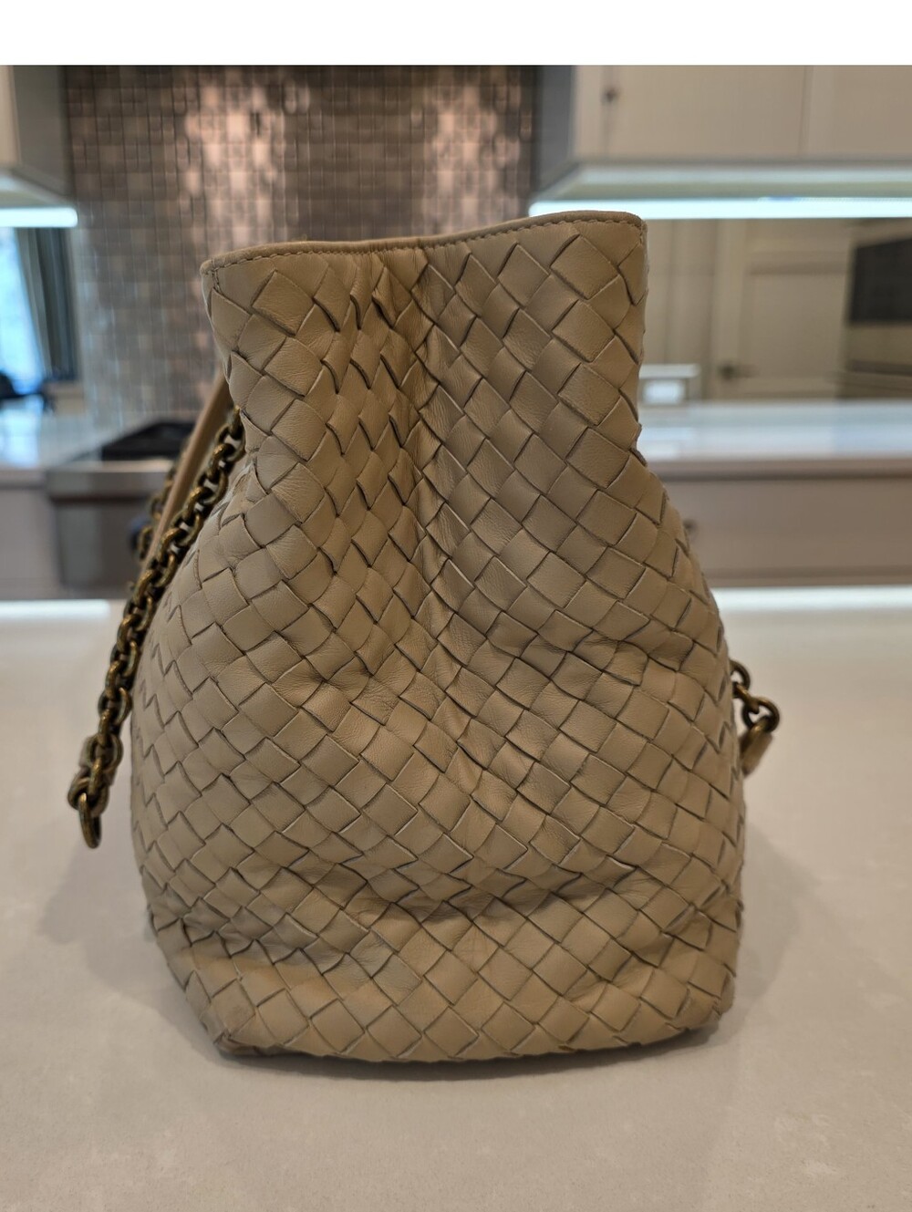 Bottega Veneta Double Chain Intrecciato Nappa Woven Leather Tote Bag Medium - Picture 7 of 16